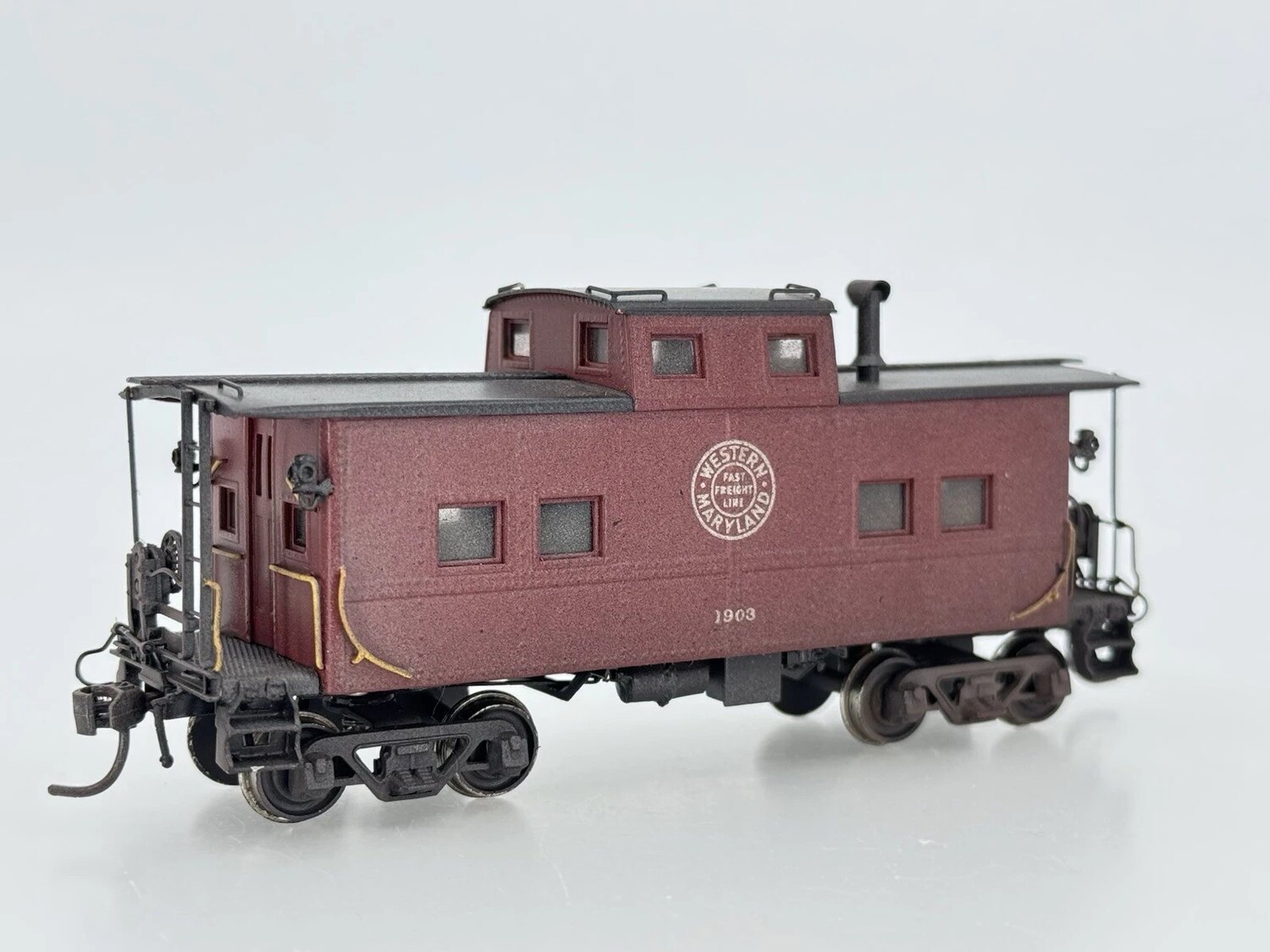 Maroon painted caboose model
